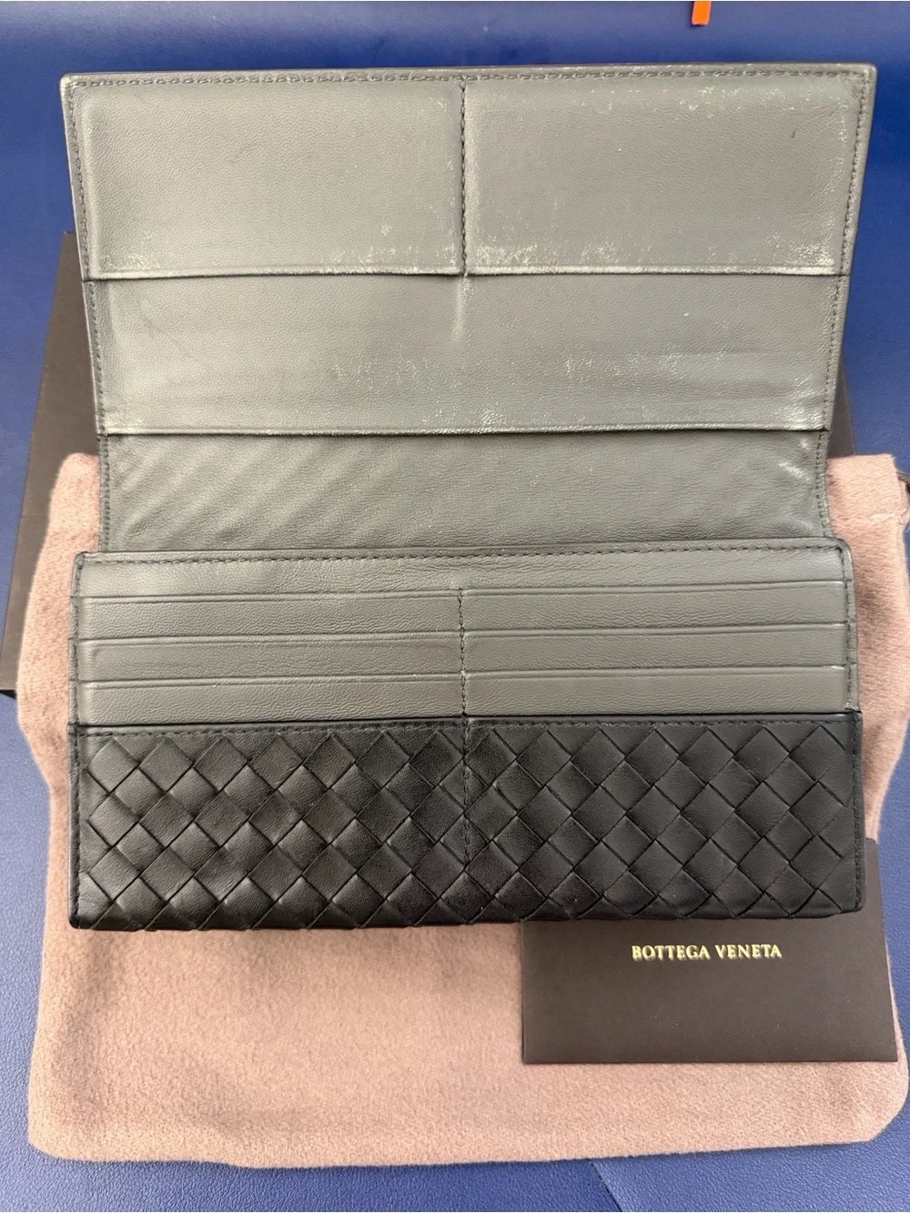 Bottega Veneta Black Intrecciato Woven Leather Continental Wallet